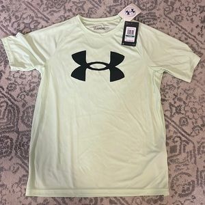 NWT Youth Under Armour Tech Big Logo Short Sleeve, Youth Large, Lime Green.